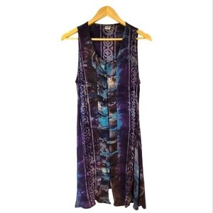 Button Front Patterned Boho Dress